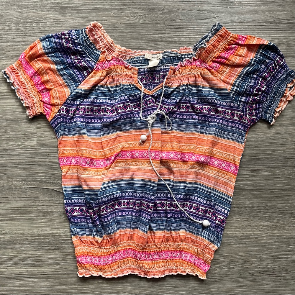 Self Esteem Multicolor Boho Striped Blouse